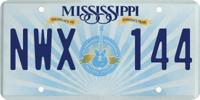 MS license plate NWX144