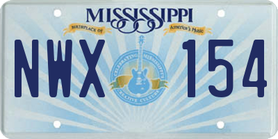 MS license plate NWX154