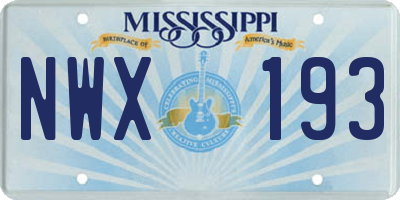 MS license plate NWX193