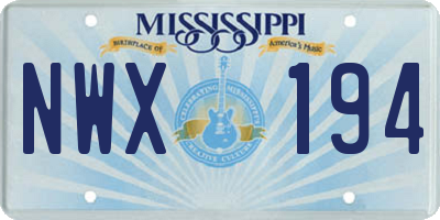 MS license plate NWX194