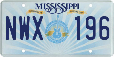 MS license plate NWX196