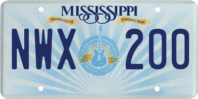 MS license plate NWX200