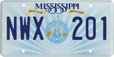 MS license plate NWX201