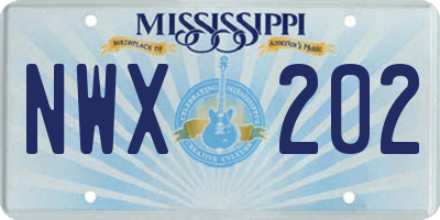 MS license plate NWX202