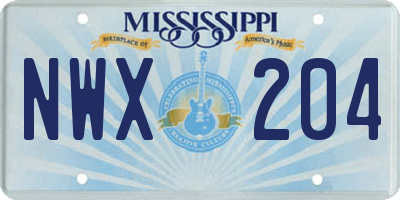 MS license plate NWX204