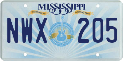 MS license plate NWX205