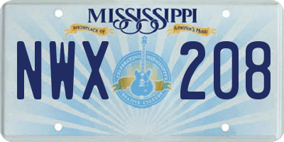 MS license plate NWX208