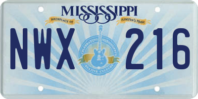 MS license plate NWX216