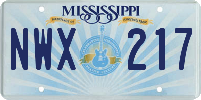 MS license plate NWX217