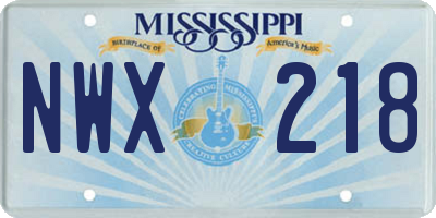 MS license plate NWX218