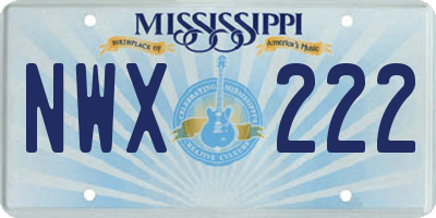 MS license plate NWX222