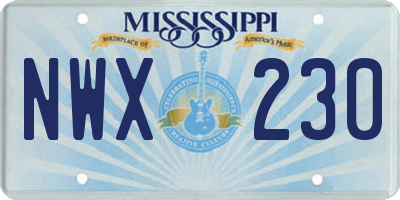 MS license plate NWX230