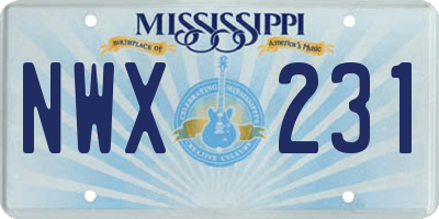 MS license plate NWX231