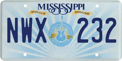 MS license plate NWX232