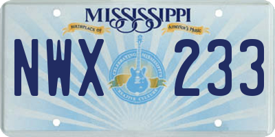 MS license plate NWX233