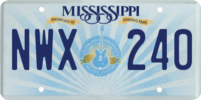 MS license plate NWX240