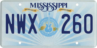 MS license plate NWX260