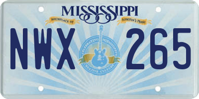 MS license plate NWX265