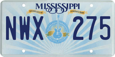 MS license plate NWX275
