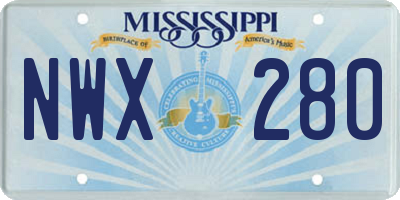 MS license plate NWX280