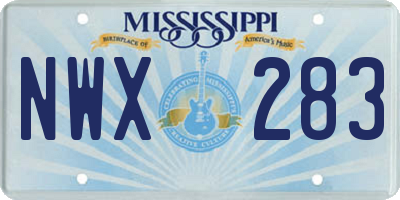 MS license plate NWX283