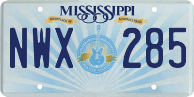 MS license plate NWX285