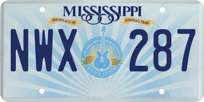 MS license plate NWX287