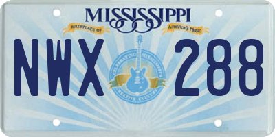 MS license plate NWX288