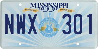 MS license plate NWX301