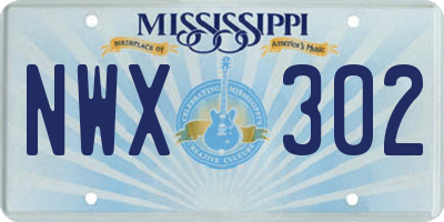 MS license plate NWX302