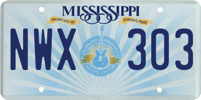MS license plate NWX303
