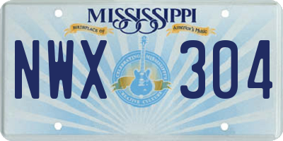MS license plate NWX304