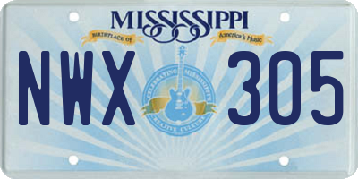 MS license plate NWX305