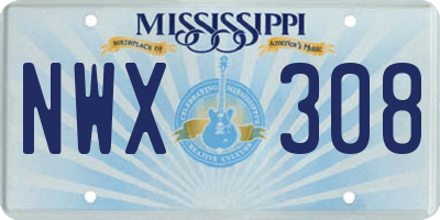 MS license plate NWX308