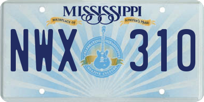 MS license plate NWX310