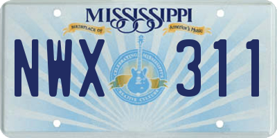 MS license plate NWX311