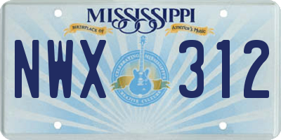 MS license plate NWX312