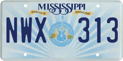 MS license plate NWX313