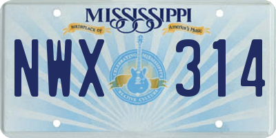 MS license plate NWX314