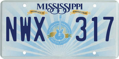 MS license plate NWX317