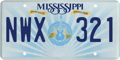 MS license plate NWX321