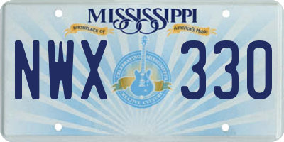 MS license plate NWX330
