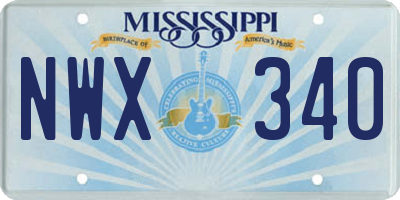 MS license plate NWX340