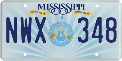 MS license plate NWX348