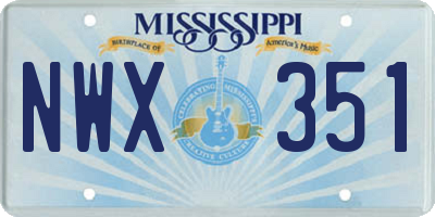MS license plate NWX351