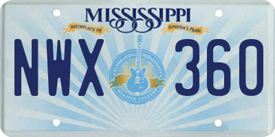 MS license plate NWX360