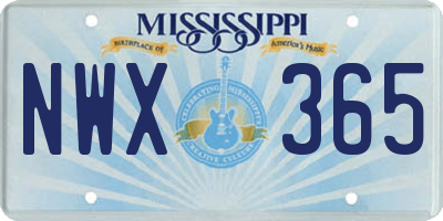 MS license plate NWX365