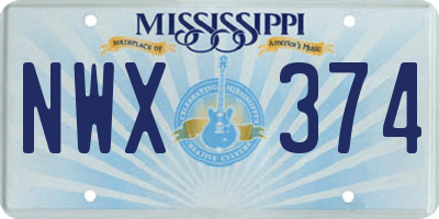 MS license plate NWX374