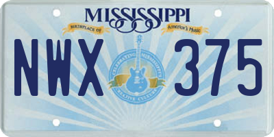 MS license plate NWX375