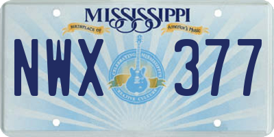 MS license plate NWX377